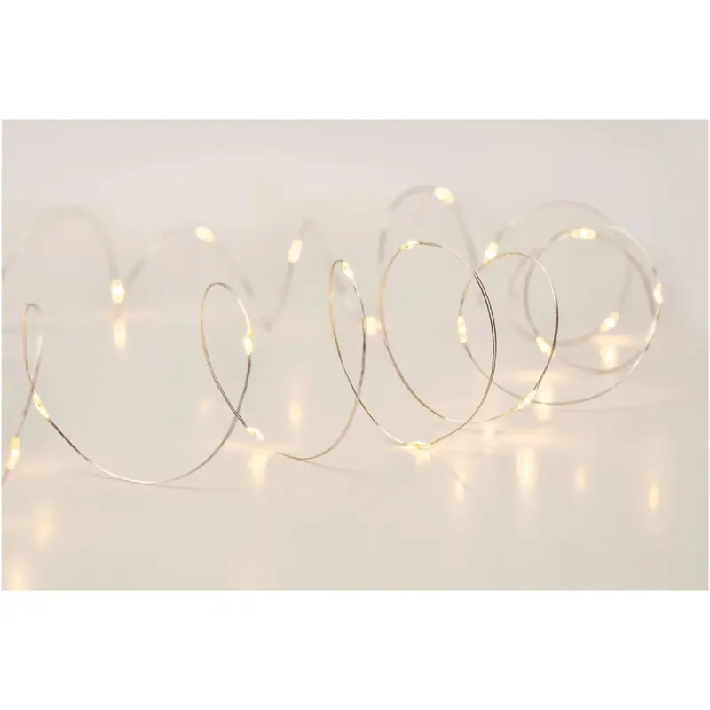 folia 987 - 10x Micro-LED Lichterkette mit je 20 LEDs in Warmweiß, ca. 2,20 m lange LED Beleuchtung aus Silberdraht, inkl. 20 Batterien