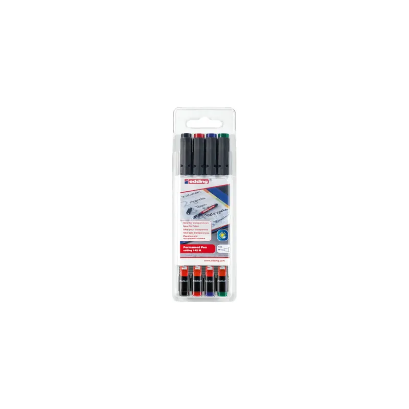 Folienschreiber edding 142 - farbig sortiert 1 mm permanent nicht nachfüllbar 4er-Set