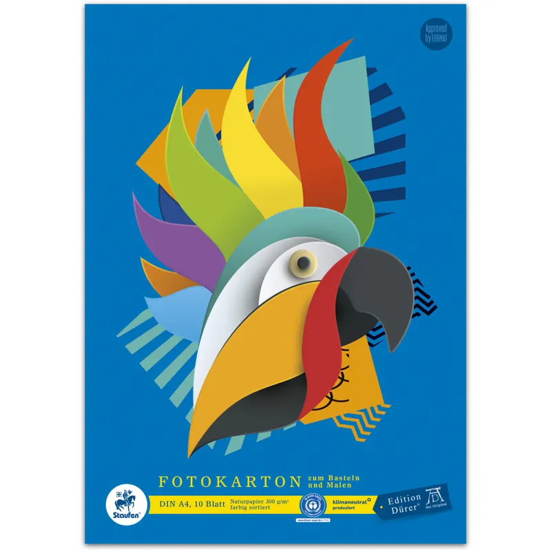 Fotobastelkarton Staufen Edition Dürer 053636000 - A4 210 x 297 mm bunt geleimt Blauer Engel 10 Blatt Recyclingpapier 300 g/qm²