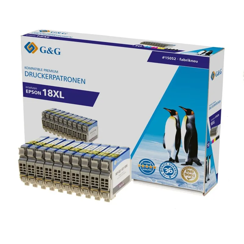 G&G Tinte ersetzt Epson 18XL, T1811, T1812, T1813, T1814, T1816 Kompatibel 10er-Pack Schwarz, Cyan, Magenta, Gelb 15052