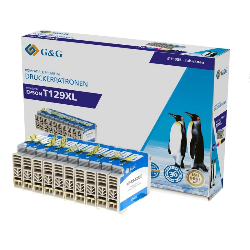 G&G Tinte ersetzt Epson T1291, T1292, T1293, T1294, T1295 Kompatibel 10er-Pack Schwarz, Cyan, Magenta, Gelb 15055