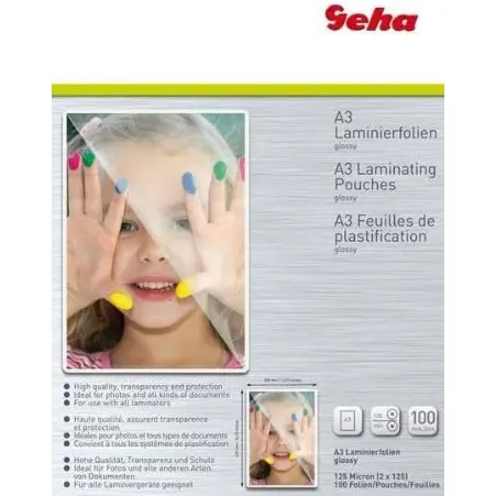 Geha Laminierfolie 125 Micron A3 glossy, 100 Stück
