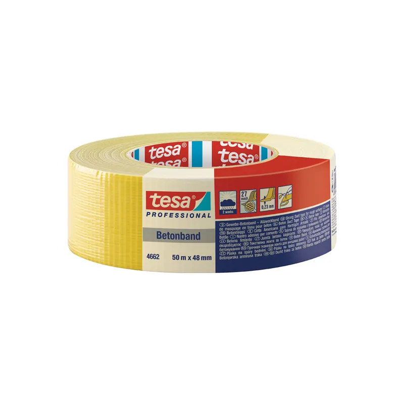 Gewebeklebeband tesa professional 4662 - 48 mm x 50 m gelb Betonband für Industrie/Gewerbe-Anwendungen Pckg/24