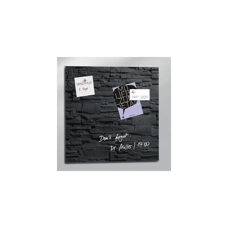 Glasmagnetboard sigel Artverum GL169 - 48 x 48 cm Schiefer-Stone inkl. SuperDym Magnete
