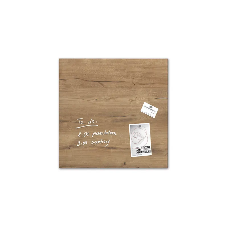 Glasmagnetboard sigel Artverum GL254 - 48 x 48 cm Natural-Wood inkl. SuperDym Magnete
