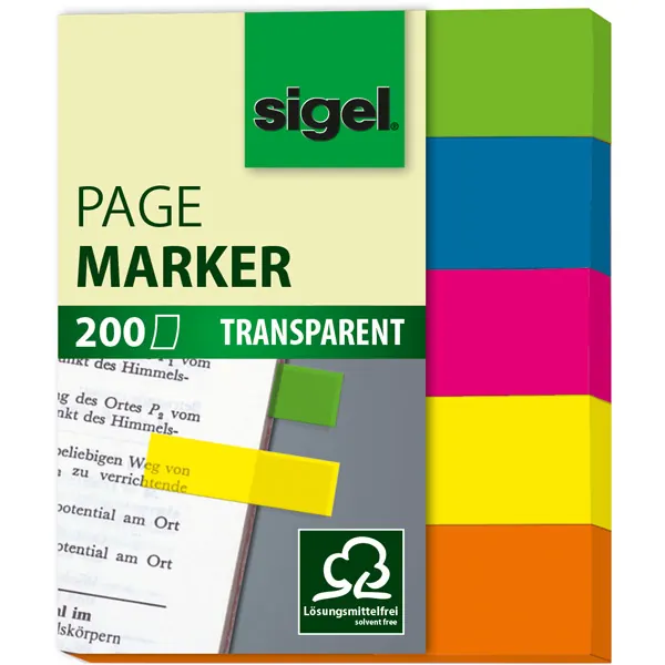 Haftmarker sigel HN615 - 12 x 50 mm farbig sortiert Folie Pckg/200