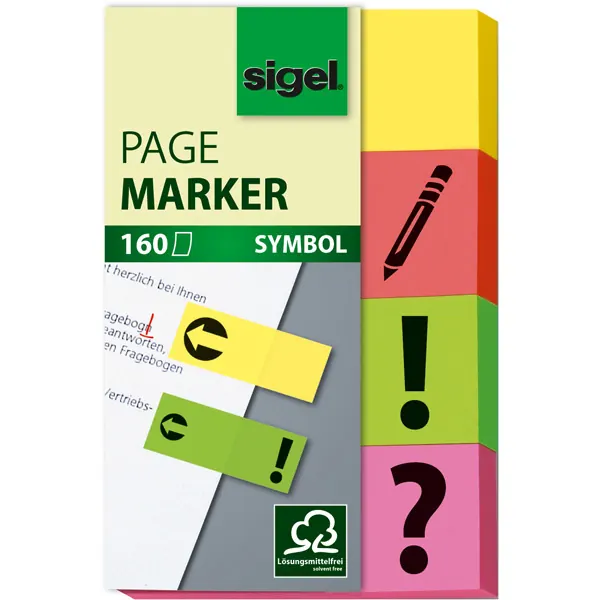 Haftmarker sigel HN635 - 20 x 50 mm Symbole Papier Pckg/160