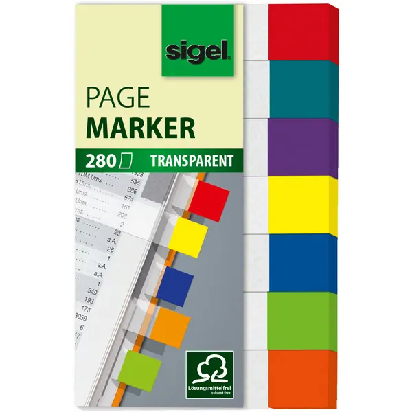 Haftmarker sigel HN677 - 12 x 50 mm farbig sortiert Papier Pckg/280