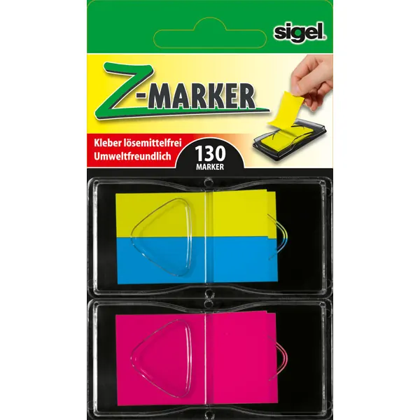 Haftmarker sigel Z-Marker HN487 - 12 x 45 mm/25 x 45 mm farbig sortiert Folie Pckg/130