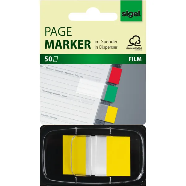 Haftmarker sigel Z-Marker HN490 - 25 x 43 mm gelb Folie Pckg/50