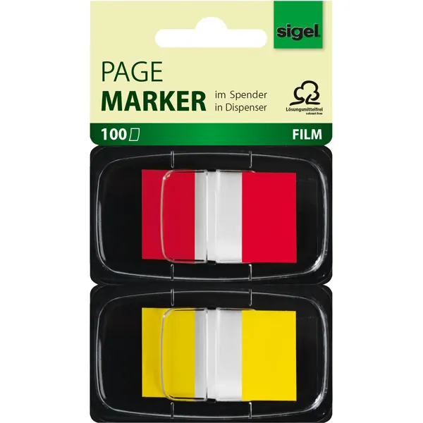 Haftmarker sigel Z-Marker HN496 - 25 x 43 mm rot/gelb Folie Pckg/100
