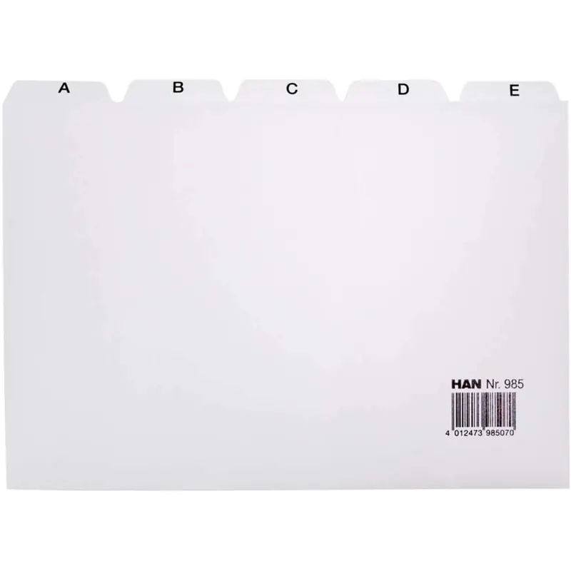 HAN 985 Kartei Register quer A-Z Polypropylen 25 Registerblaetter 985, Grau, A5
