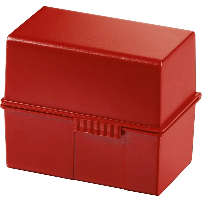 HAN Karteibox DIN A6 quer – innovatives, attraktives Design für 400 Karteikarten mit Stahlscharnier und Schnappverschluss, rot, 976-17, 1 STÜCK