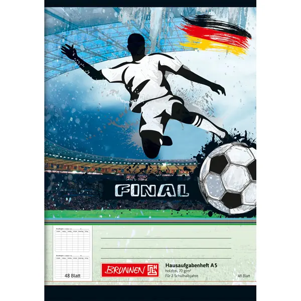 Hausaufgabenheft Brunnen Fußball 46814 - A5 148 x 210 mm 24 Blatt Qualitätspapier 70 g/m²