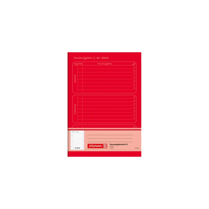 Hausaufgabenheft Brunnen Standard 46815 - A5 148 x 210 mm 24 Blatt Qualitätspapier 70 g/m²