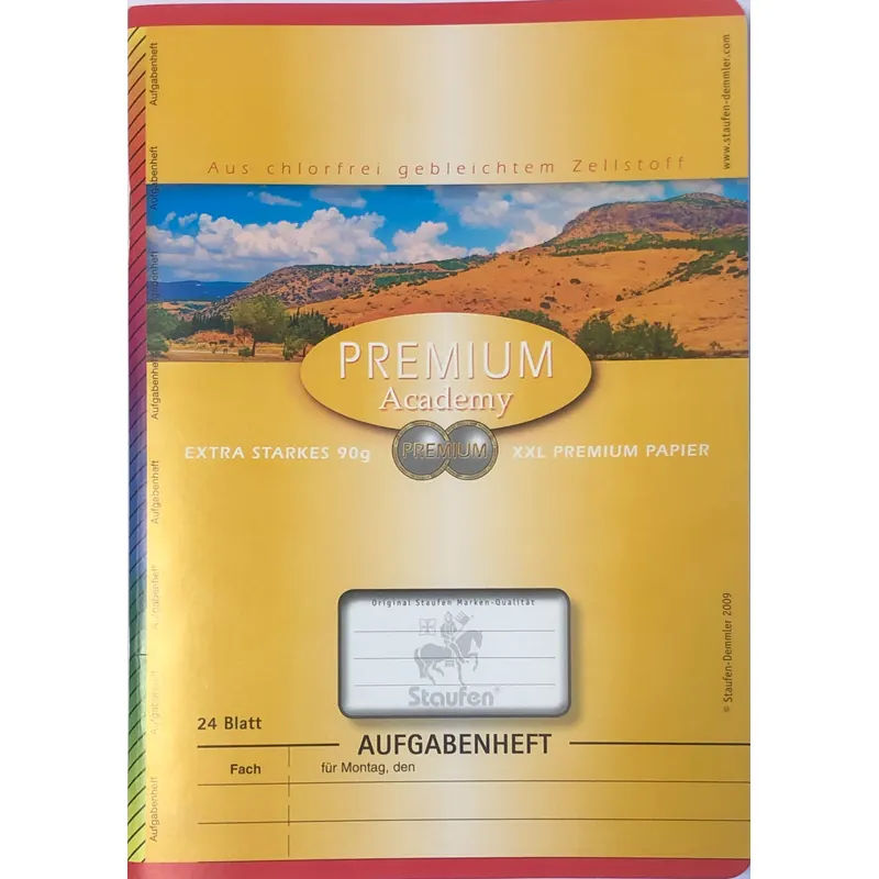Hausaufgabenheft Staufen Premium 10152 - A5 148 x 210 mm klimaneutral 24 Blatt hochweißes Premiumpapier 90 g/m²