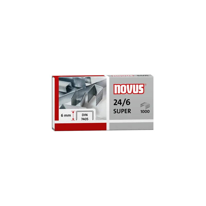 Heftklammer Novus Super 040-0026 - 24/6 30 Blatt Stahl, verzinkt Pckg/1000