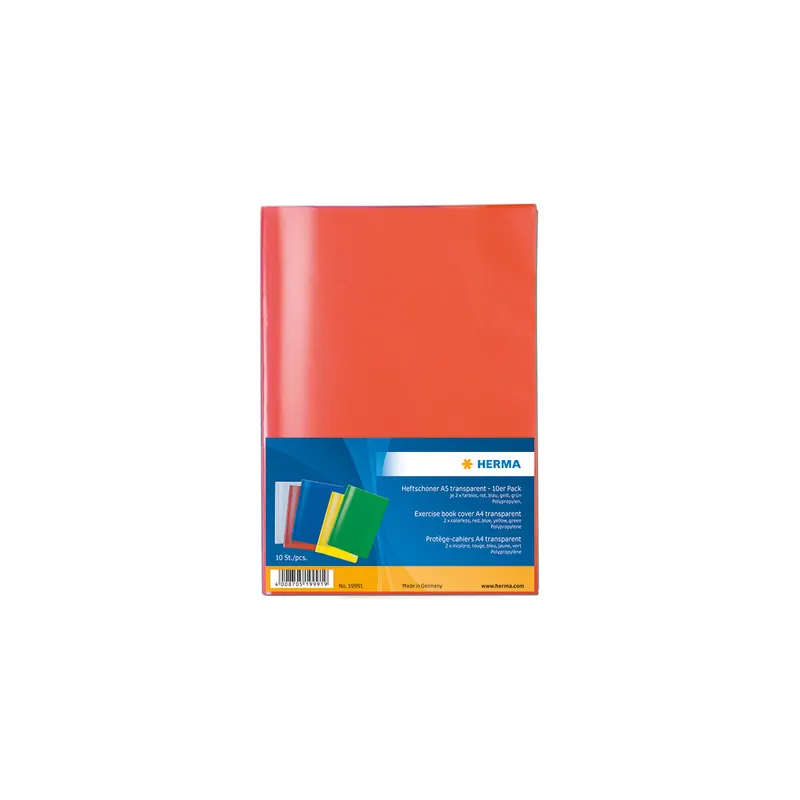 Heftumschlag Herma 19991 - A5 148 x 210 mm farbig sortiert mit Beschriftungsetikett PP-Folie 10er-Set