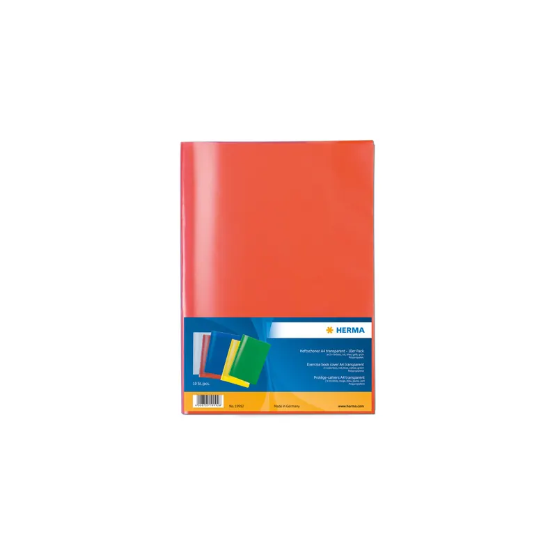 Heftumschlag Herma 19992 - A4 210 x 297 mm farbig sortiert mit Beschriftungsetikett PP-Folie 10er-Set