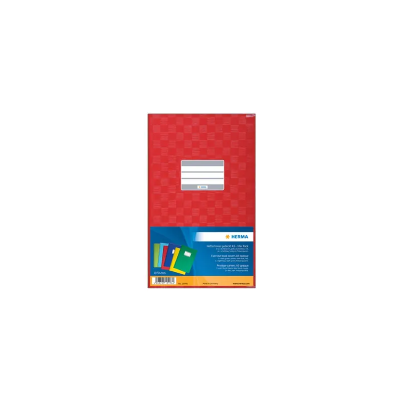 Heftumschlag Herma 19996 - A5 148 x 210 mm farbig sortiert mit Beschriftungsetikett PP-Folie 10er-Set
