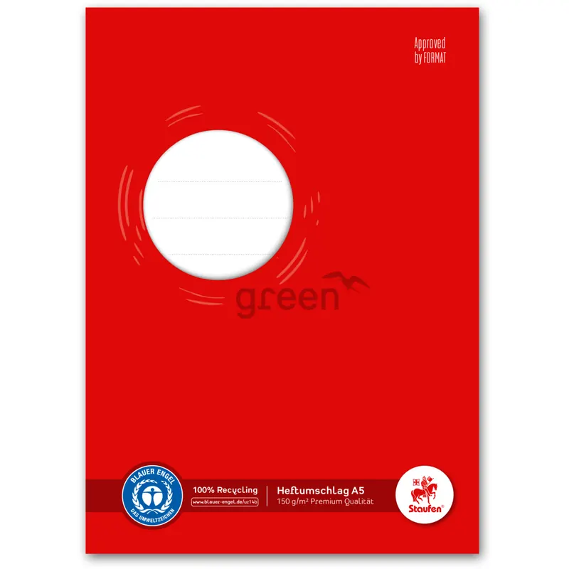 Heftumschlag Staufen Recycling green paper 794004515 - A5 148 x 210 mm rot mit Beschriftungsetikett Blauer Engel Papier