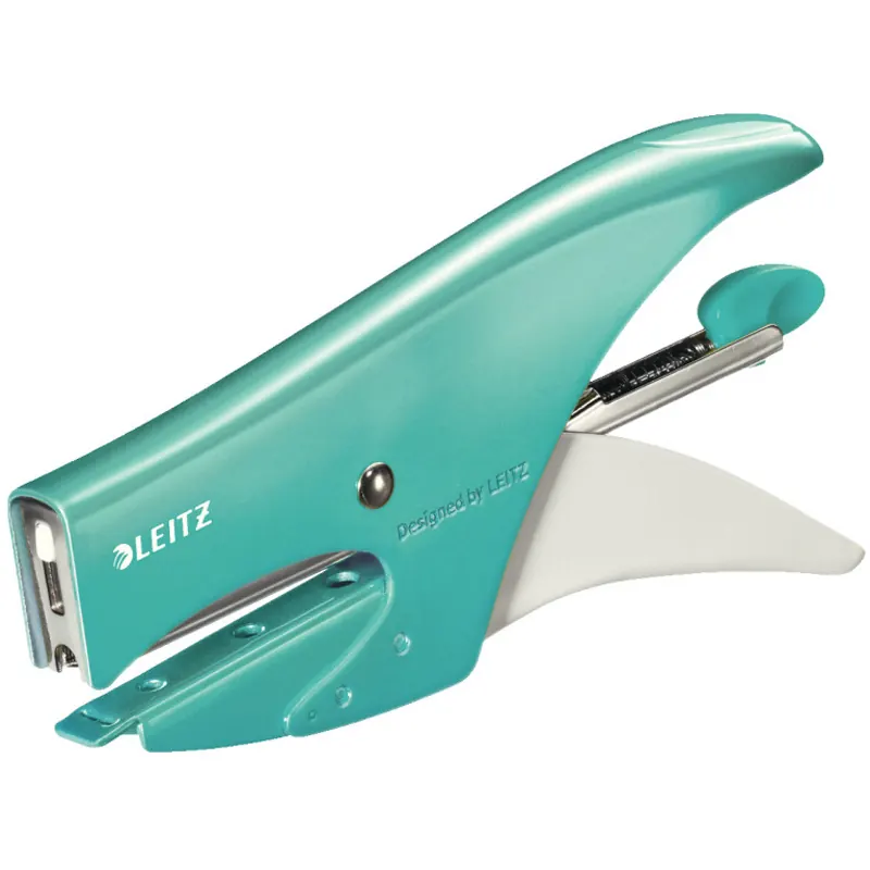 Heftzange Leitz WOW 5531 - eisblau metallic 15 Blatt Hinterlademechanik HK No10 Metall