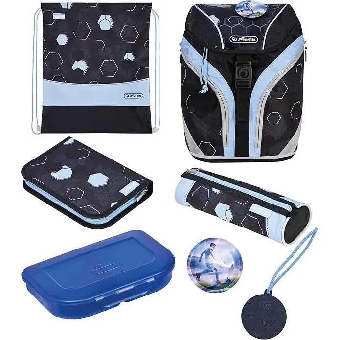 herlitz 50048878 Schulranzen Set 7-teilig GREENline aus recycelten PET Flaschen 1.Klasse Junge Mädchen Kinder 18 L