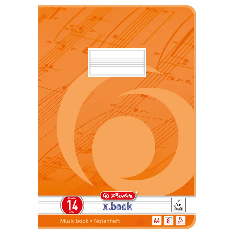 herlitz Notenheft A4, Lineatur 14, 8 Blatt,