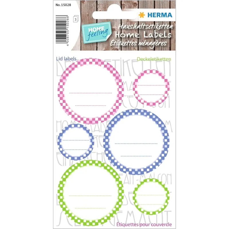 HERMA 15028 Marmeladen Etiketten selbstklebend, 18 Stück, Ø 24 / 43 mm, Homemade Küchen Aufkleber zum Beschriften, Haushalt