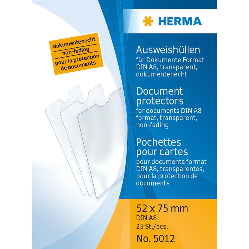 Herma 5012 Ausweishülle 52X75 mm transparent, 25 Stück