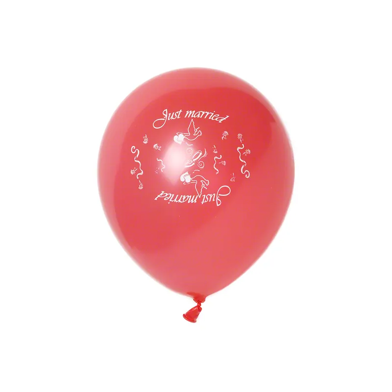 Hochzeitsluftballons Ø ca. 31 cm, 12", opak, rot/ weiss sortiert, mit Druck "Just Married", P/100
