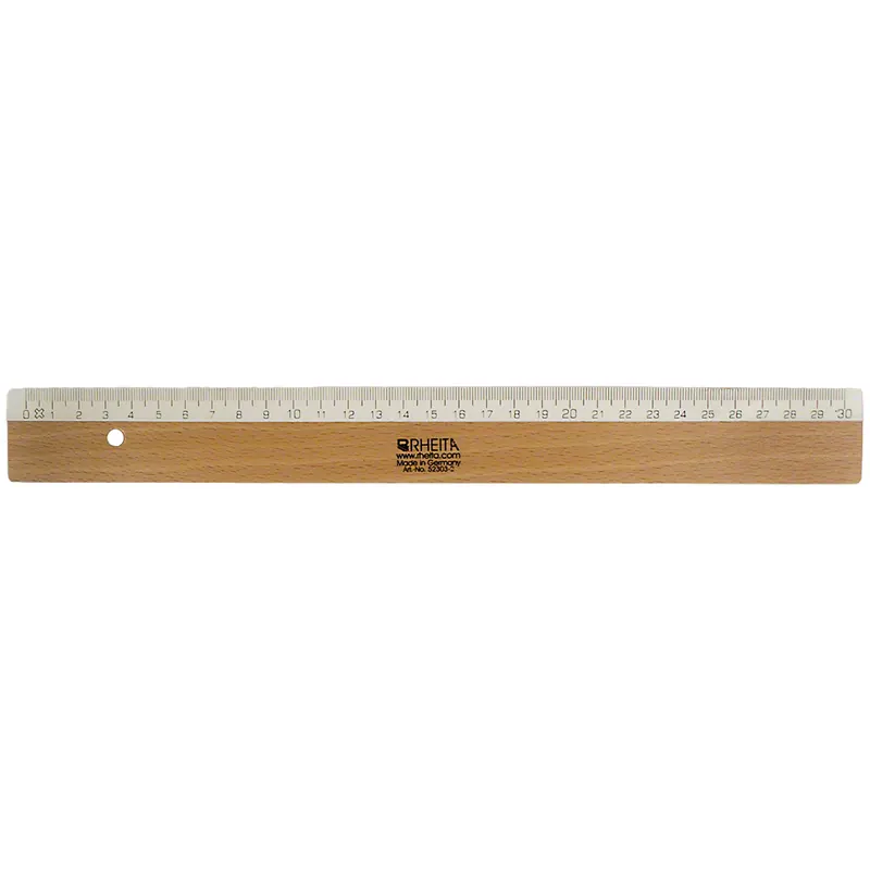 Holzlineal mit weißem Druck, 30 cm