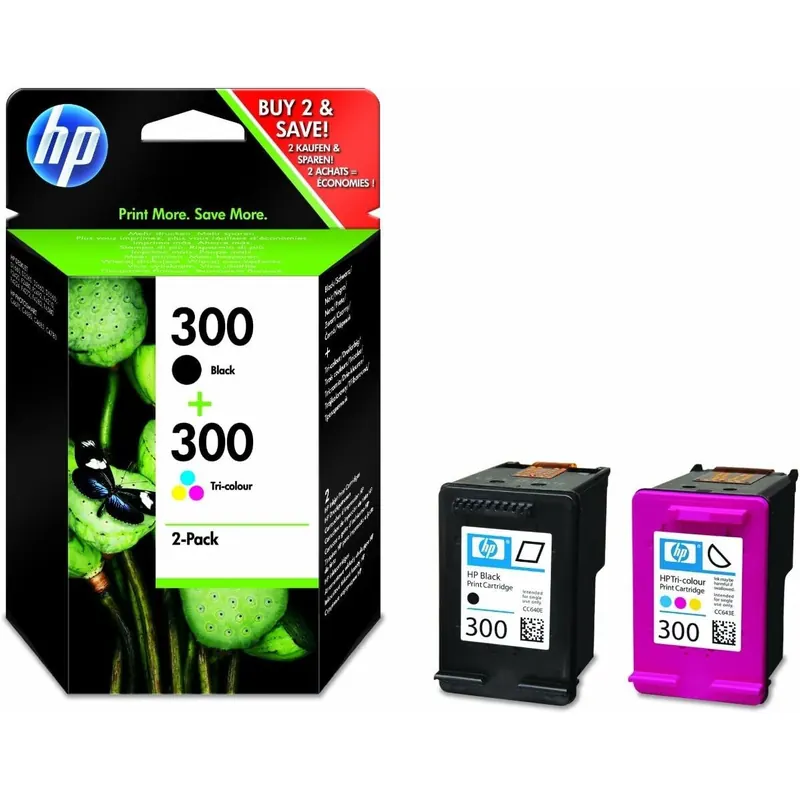 HP 300 (CN637EE) Multipack Original Druckerpatronen 1xSchwarz, 1xFarbe für HP Deskjet Dxxxx, Fxxxx, HP Photosmart C4xxx