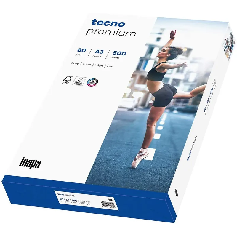 inapa Drucker-/Kopierpapier tecno Premium: 80 g/m², A3, hochweiß, 500 Blatt