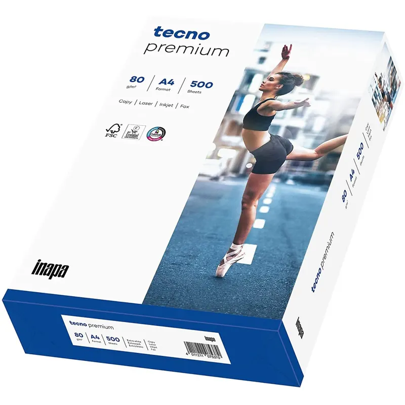 inapa Drucker-/Kopierpapier tecno Premium: 80 g/m², A4, 500 Blatt, hochweiß