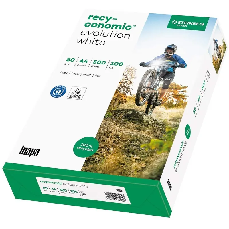 inapa Recycling-Druckerpapier Recyconomic evolution white: 80 g/m ², A4, 500 Blatt, weiß