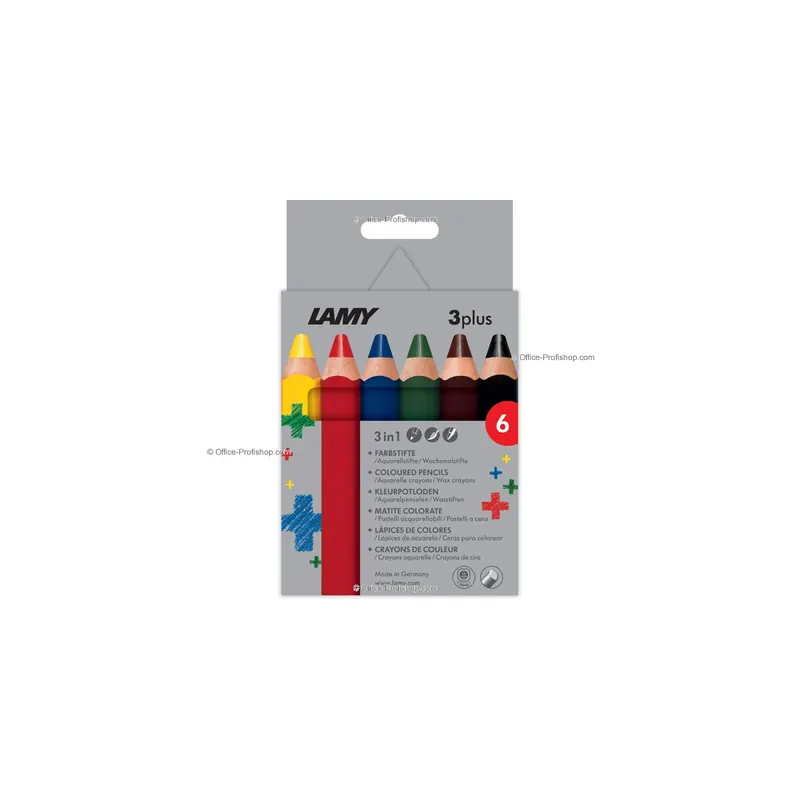 Jumbofarbstift Lamy 3plus 1222002 - farbig sortiert Maximine Ø 15 mm Quadratform 6er-Set