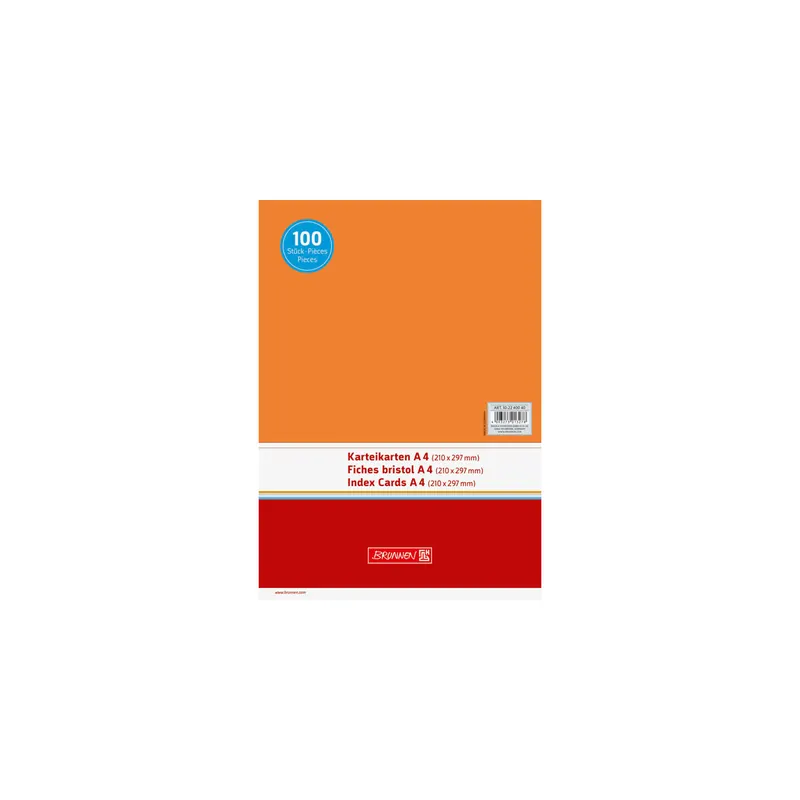 Karteikarte Brunnen 22400 - A4 210 x 297 mm orange blanko Pckg/100