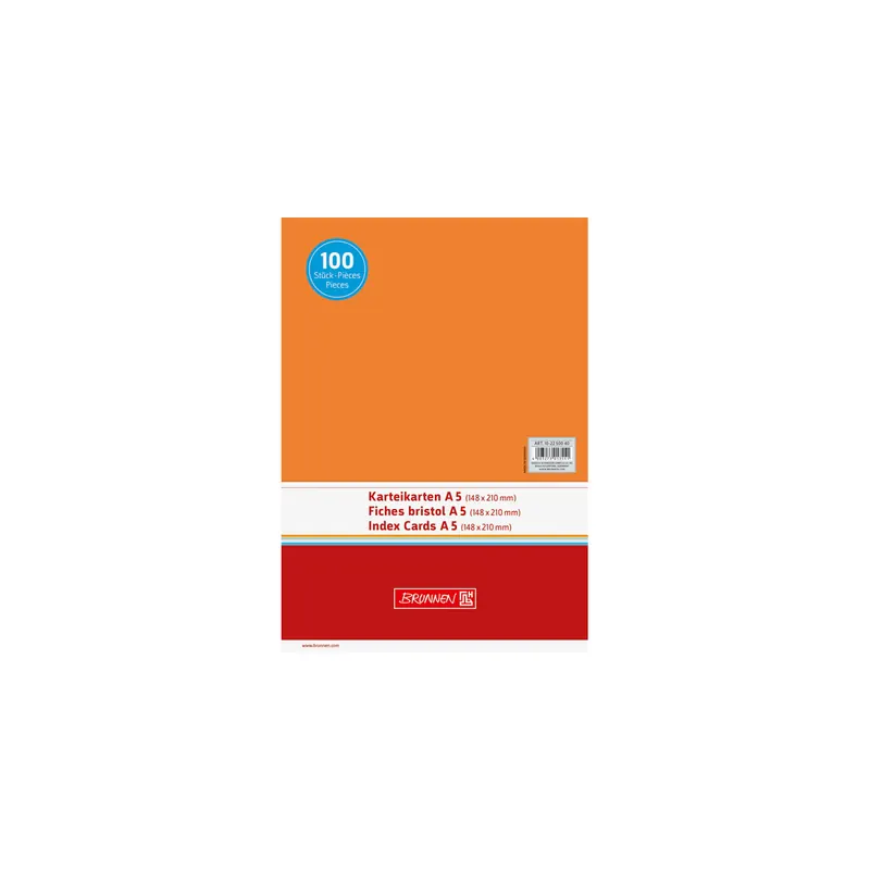 Karteikarte Brunnen 22500 - A5 148 x 210 mm orange blanko Pckg/100