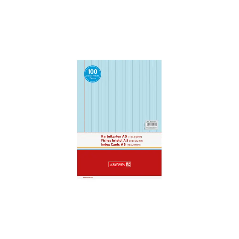 Karteikarte Brunnen 22501 - A5 148 x 210 mm blau liniert Pckg/100