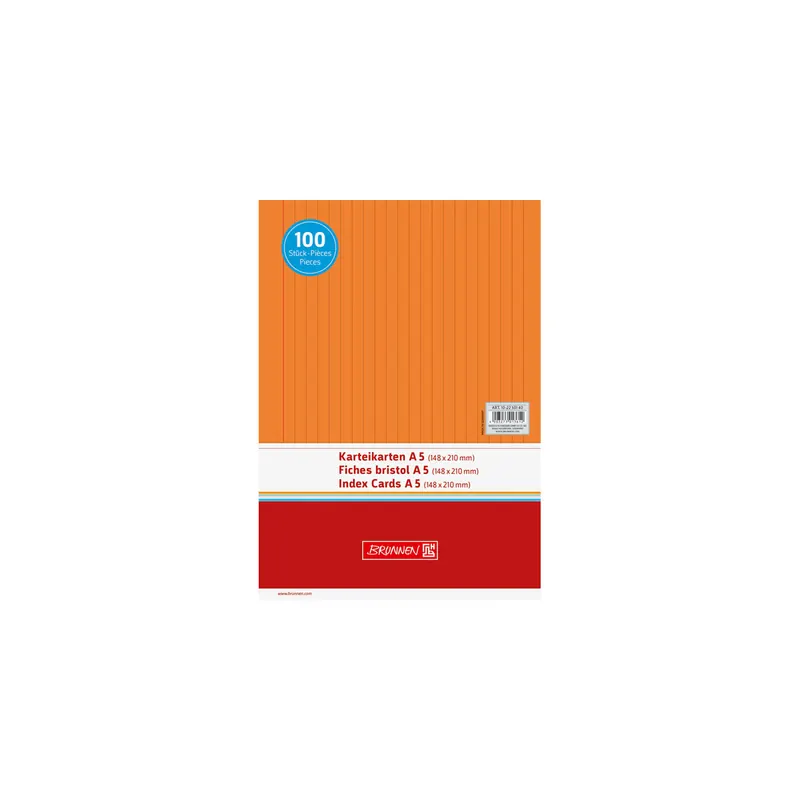 Karteikarte Brunnen 22501 - A5 148 x 210 mm orange liniert Pckg/100