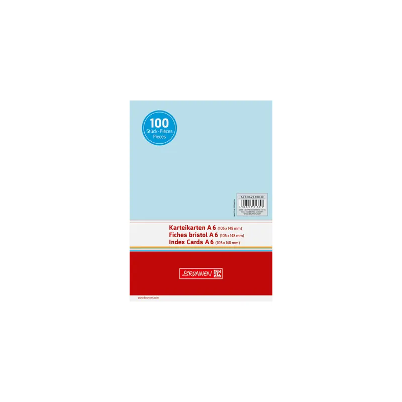 Karteikarte Brunnen 22600 - A6 105 x 148 mm blau blanko Pckg/100
