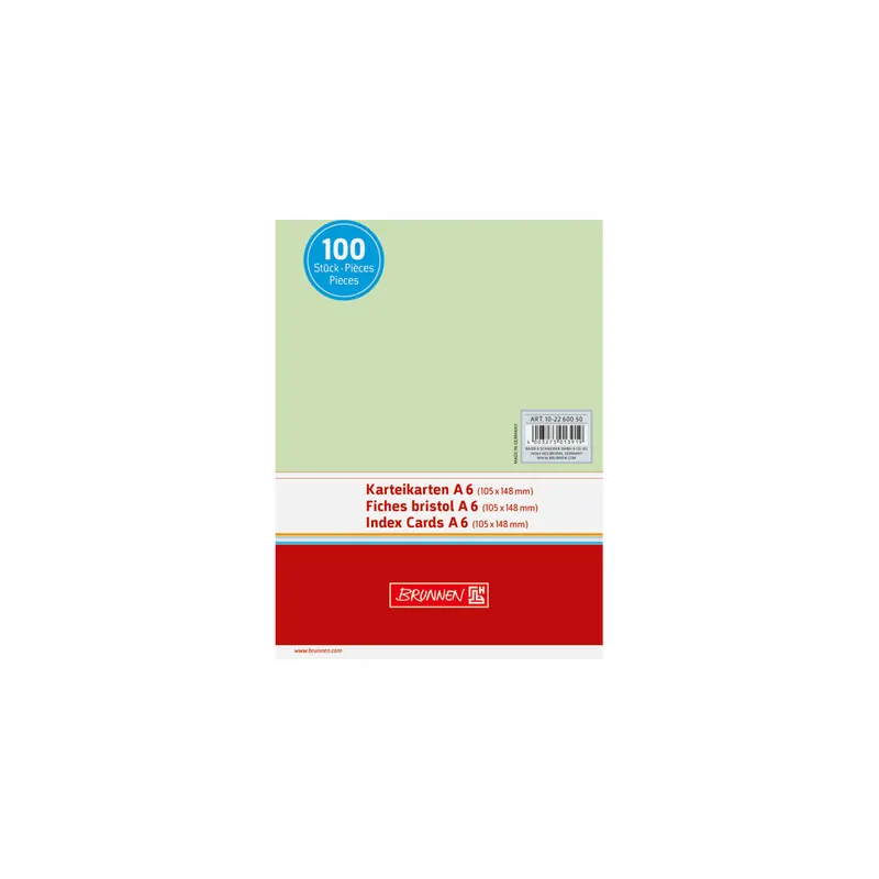 Karteikarte Brunnen 22600 - A6 105 x 148 mm grün blanko Pckg/100