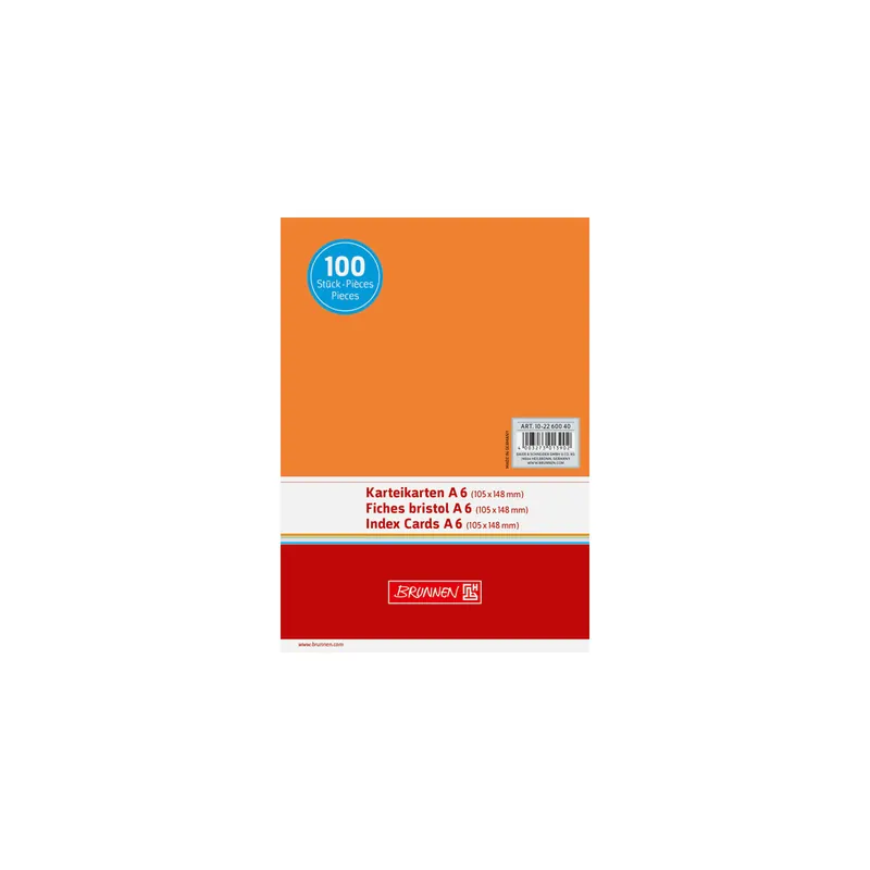 Karteikarte Brunnen 22600 - A6 105 x 148 mm orange blanko Pckg/100