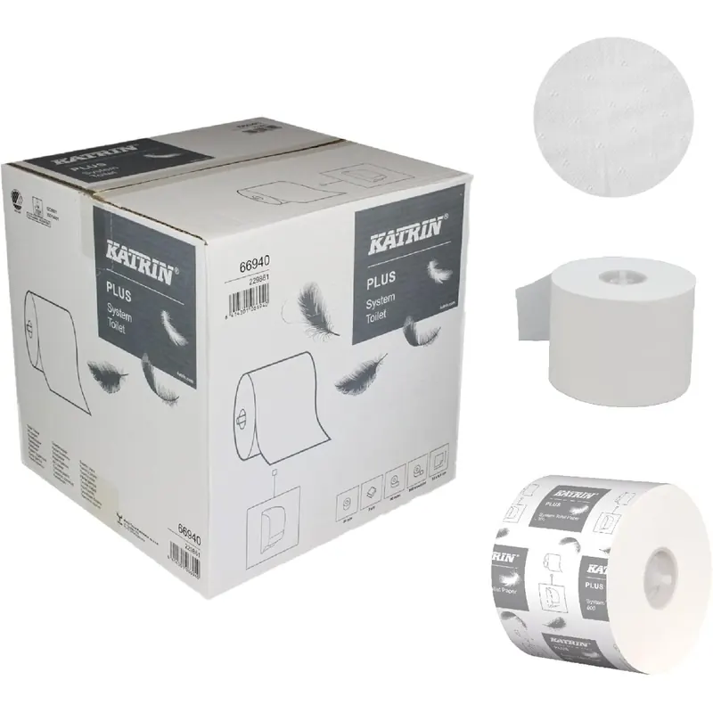 Katrin Plus System ‎66940 Toilettenpapier, 2-lg, weiß, 800 Blatt, für Katrin-System Toilettenpapierspender, VE:36 Rollen im Karton