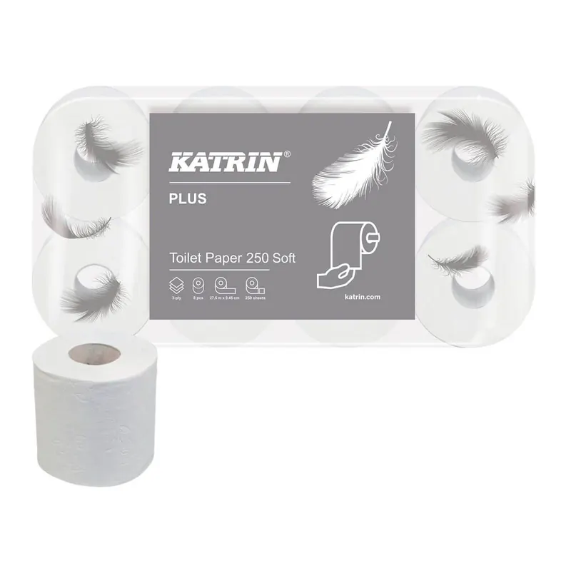 KATRIN Toilettenpapier PLUS 250 SOFT 3-lagig 8 Rollen
