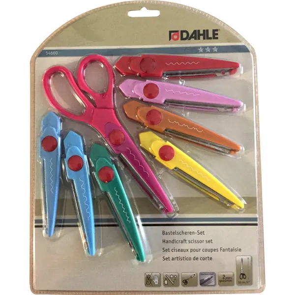 Kinderschere Dahle Konturen-Set 54660 - 6 Zoll 160 mm pink spitz Kunststoffgriff Rechtshänder Set