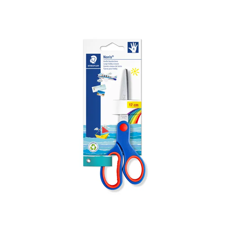 Kinderschere Staedtler Noris Club 96517NBK - 6 Zoll 140 mm blau/rot spitz gummierte Griffzone Rechtshänder