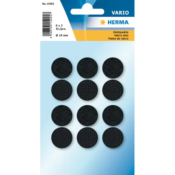 Klettpunkt Herma HOME 15005 - Ø 19 mm schwarz Pckg/12