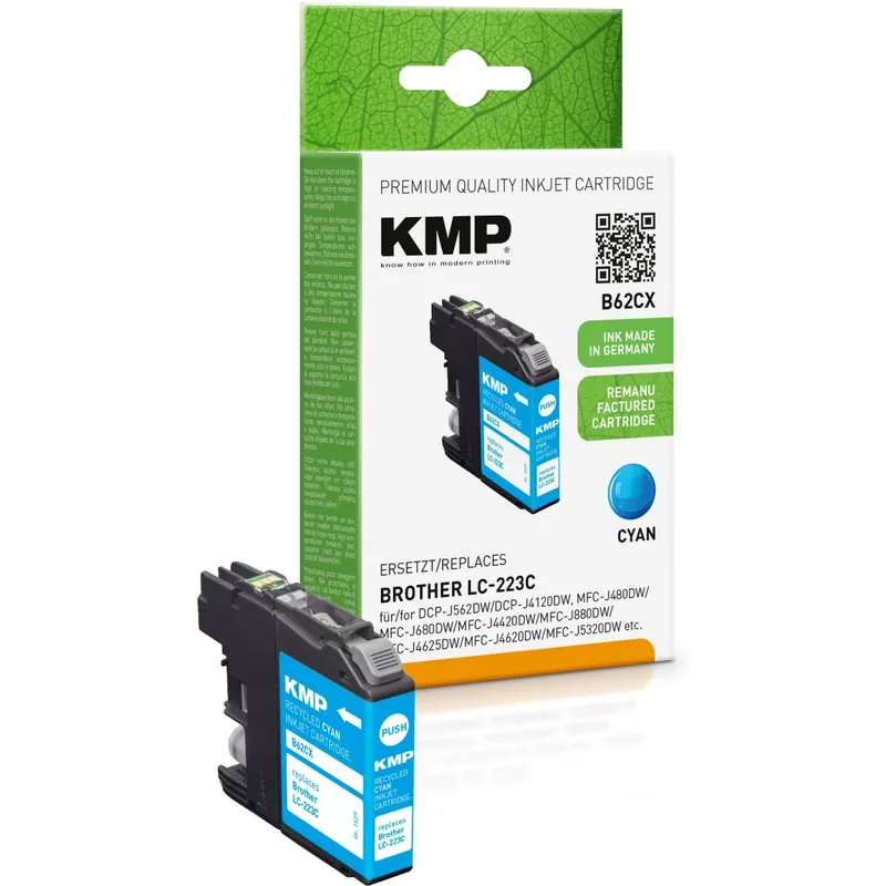 KMP B62CX cyan Tintenpatrone ersetzt Brother LC-223C